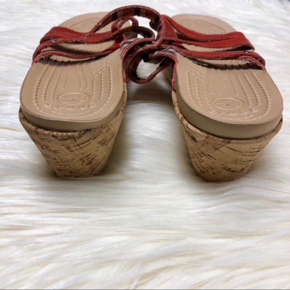 Crocs | Leather and Cork Wedge Sandals - Picture 4 of 7
